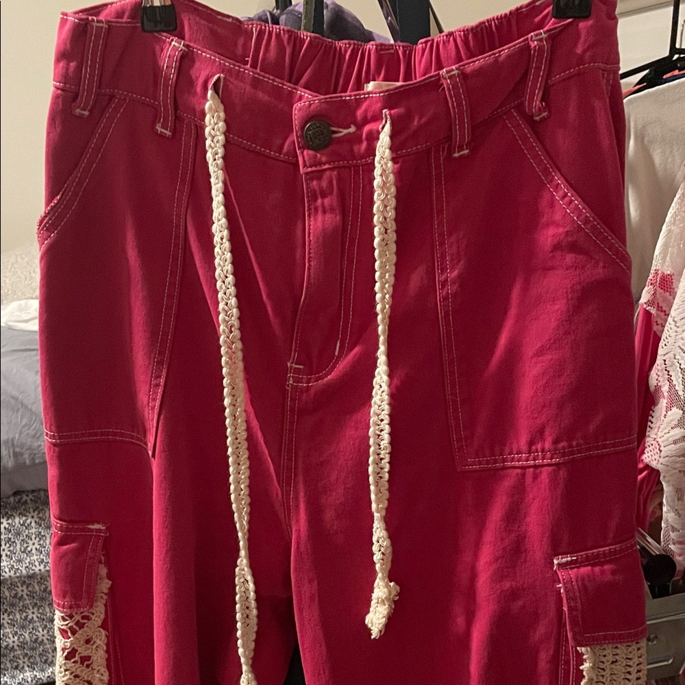 POL Pink Cargo Pants with Drawstring